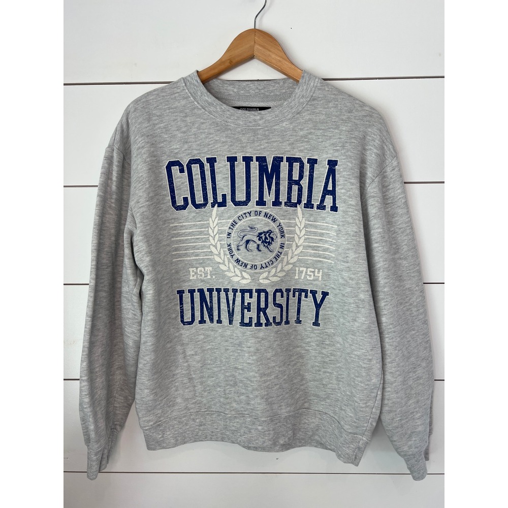 Columbia University Crewneck Sweatshirt Gray Blue Graphic Small Ivy League